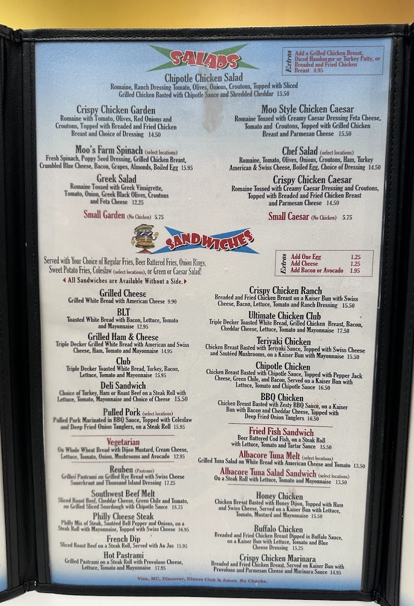 Moo Moo's Burger Barn Menu - Image 1